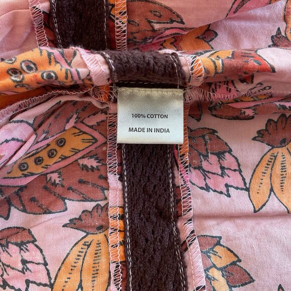 Tuckernuck Pink Ornate Chintz Boho Dress‎ Size L Long Sleeve Tiered Floral NWT - Picture 9 of 11